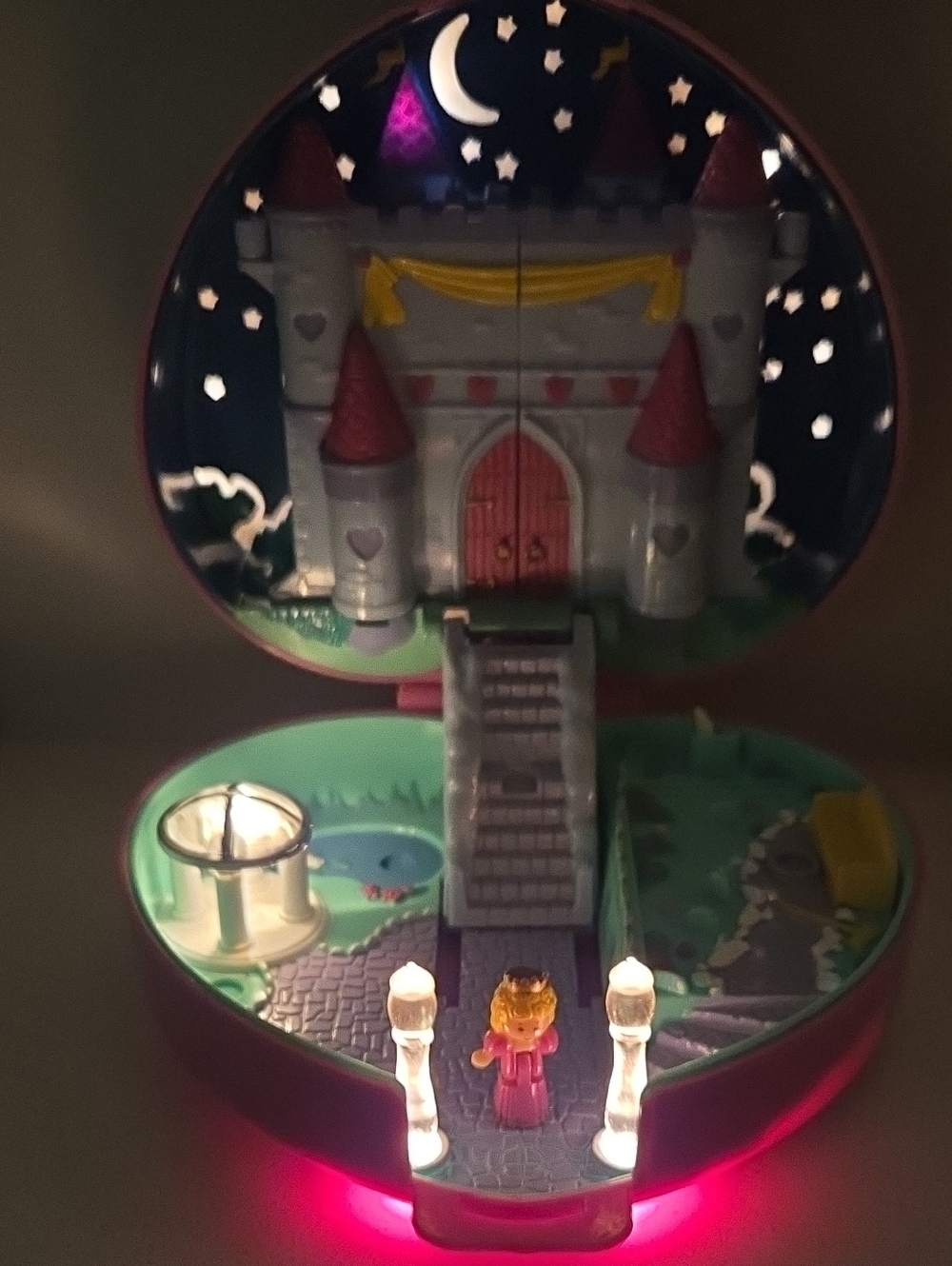 🏰 ✨ VTG 1992 Bluebird Polly Pocket Starlight Castle Compact With 💡 & OG POLLY